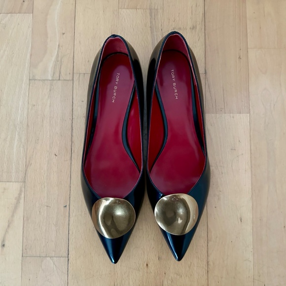 Tory Burch Patos Flats Patent Black 10M - Picture 3 of 8